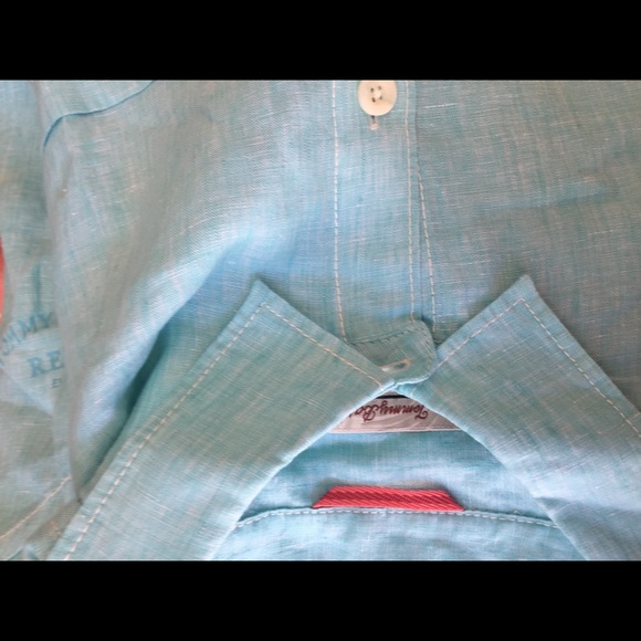New Tommy Bahama Men’s Aqua Linen Shirt NWT - Picture 5 of 5